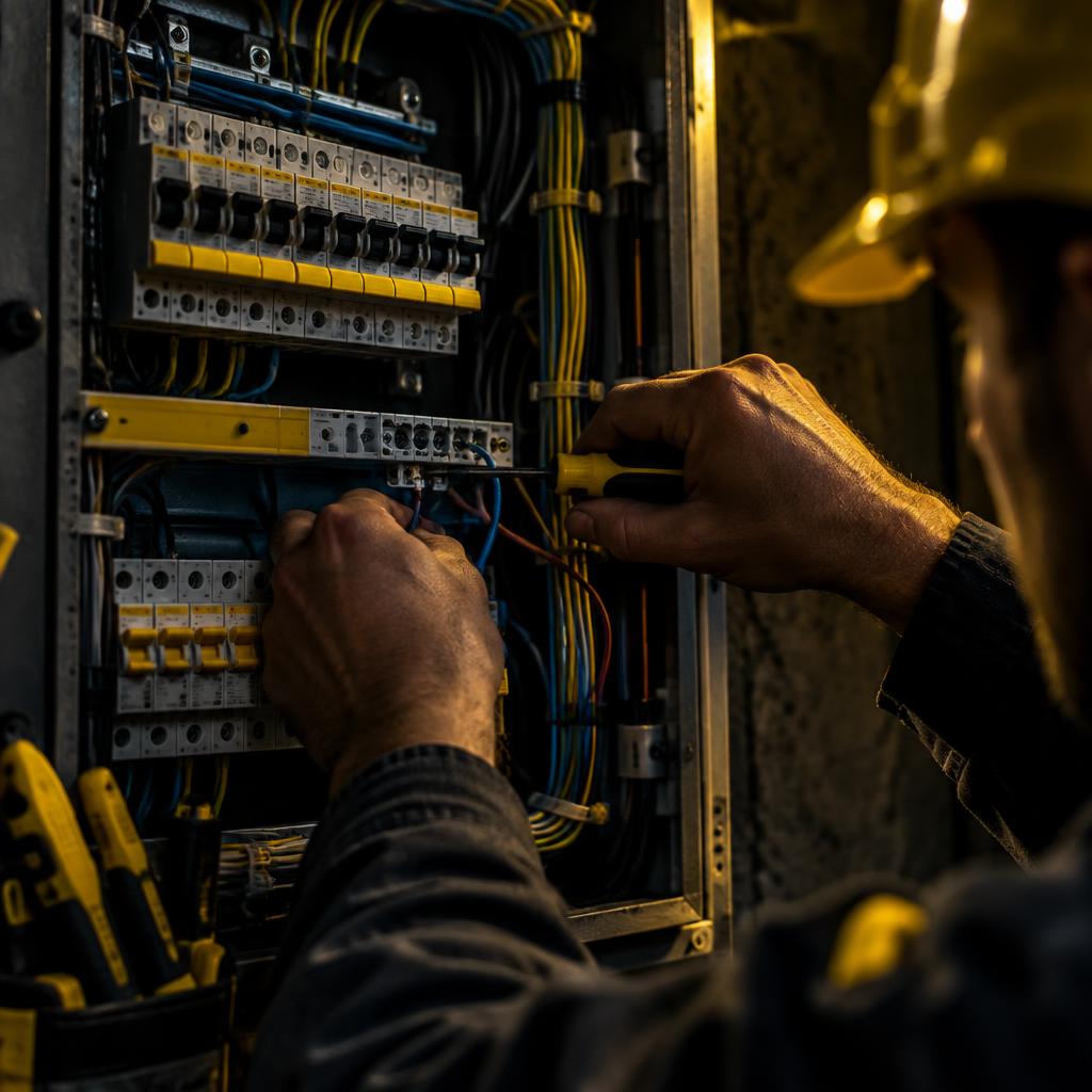 Detail elektrického rozvaděče